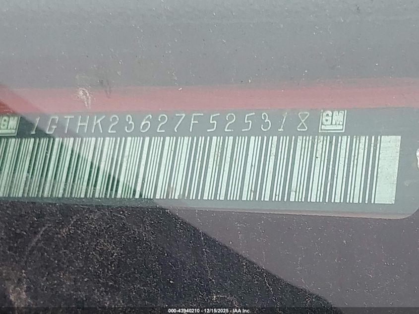 2007 GMC Sierra 2500Hd Slt VIN: 1GTHK23627F525318 Lot: 43940210