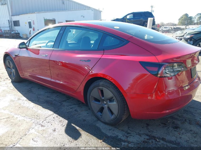 2022 Tesla Model 3 Long Range Dual Motor All-Wheel Drive VIN: 5YJ3E1EB9NF253020 Lot: 43940395