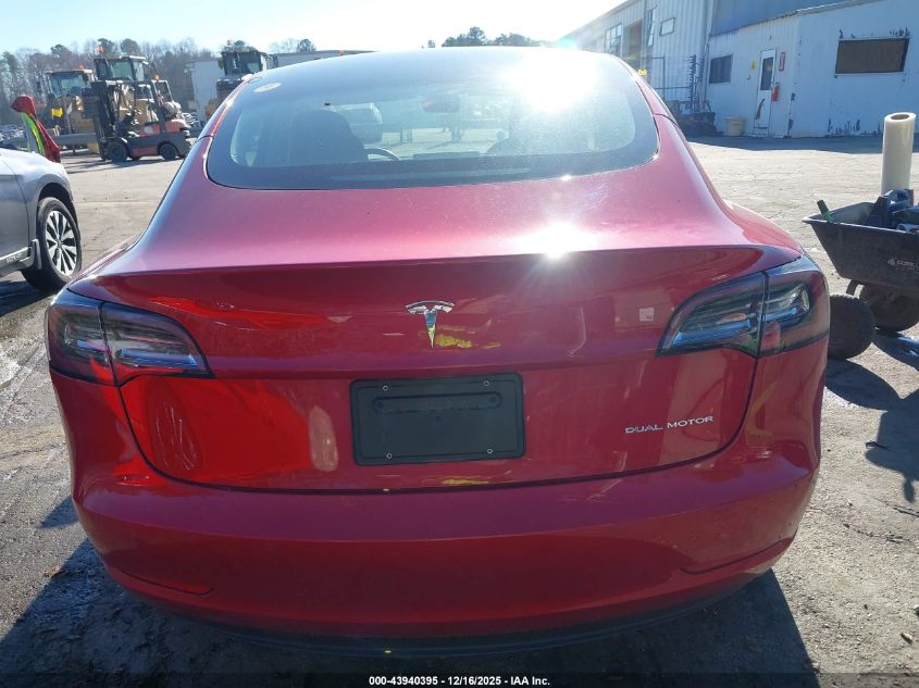 2022 Tesla Model 3 Long Range Dual Motor All-Wheel Drive VIN: 5YJ3E1EB9NF253020 Lot: 43940395