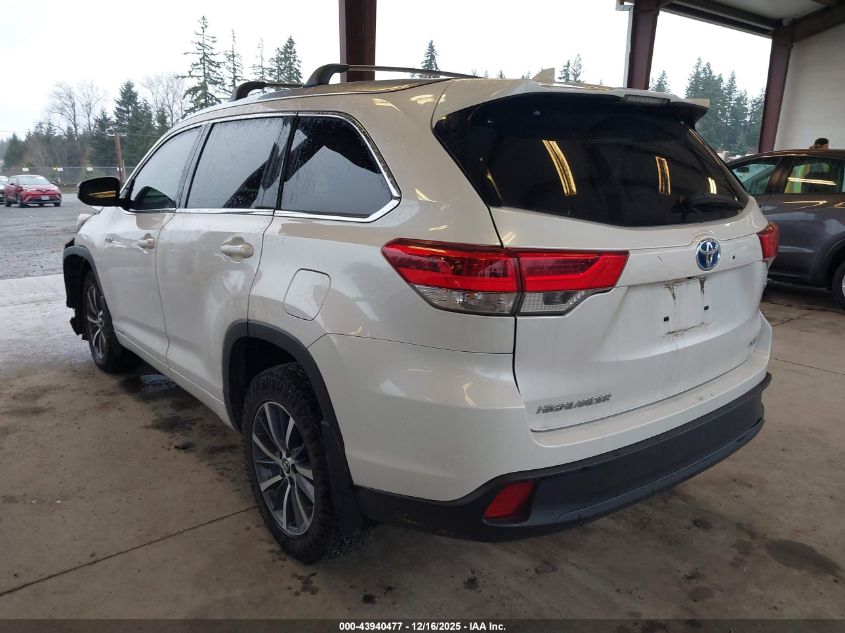 2018 Toyota Highlander Hybrid Xle VIN: 5TDJGRFHXJS037458 Lot: 43940477