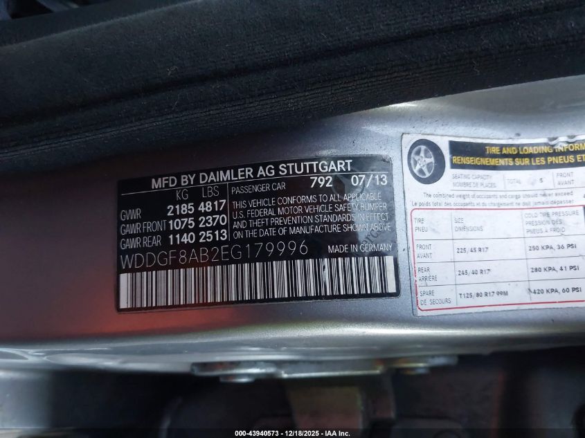 2014 Mercedes-Benz C 300 Sport 4Matic VIN: WDDGF8AB2EG179996 Lot: 43940573