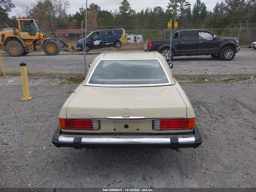 1981 Mercedes-Benz 380 Sl VIN: WDBBA45A0BB002089 Lot: 43940815