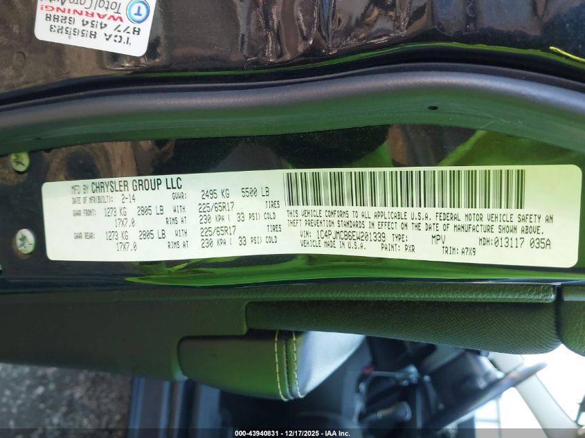 2014 Jeep Cherokee Latitude VIN: 1C4PJMCB6EW201339 Lot: 43940831