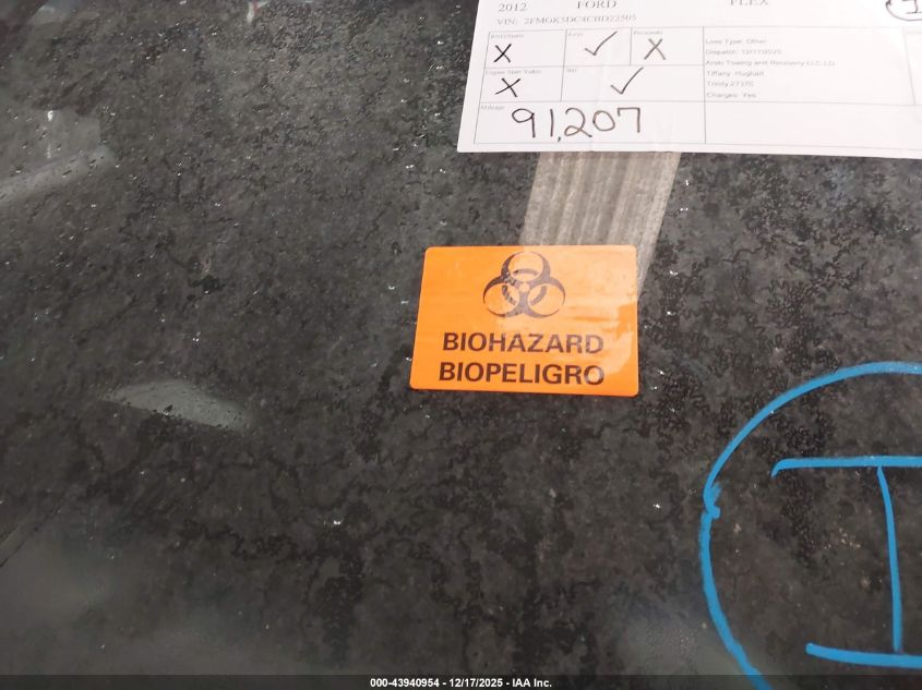 2012 Ford Flex Limited VIN: 2FMGK5DC4CBD22505 Lot: 43940954