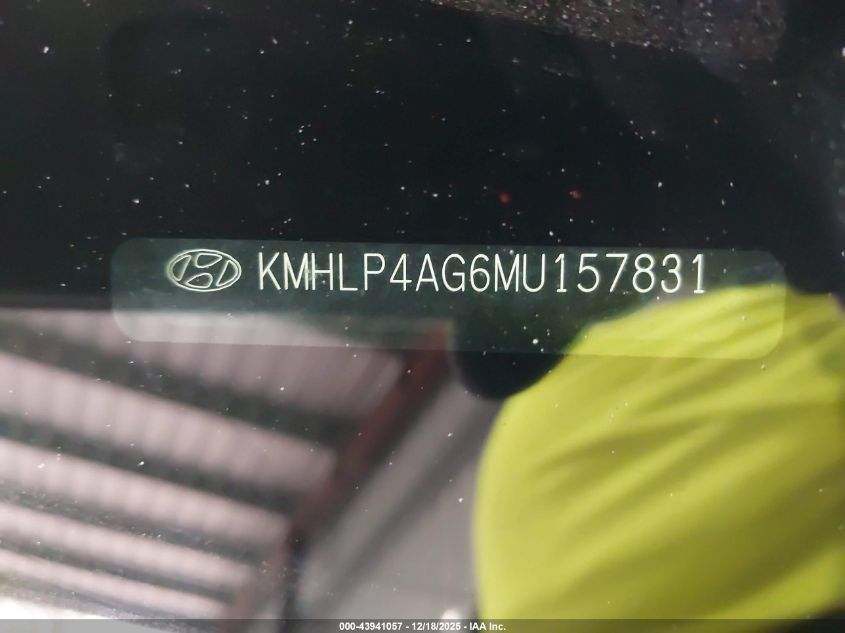 2021 Hyundai Elantra Limited VIN: KMHLP4AG6MU157831 Lot: 43941057