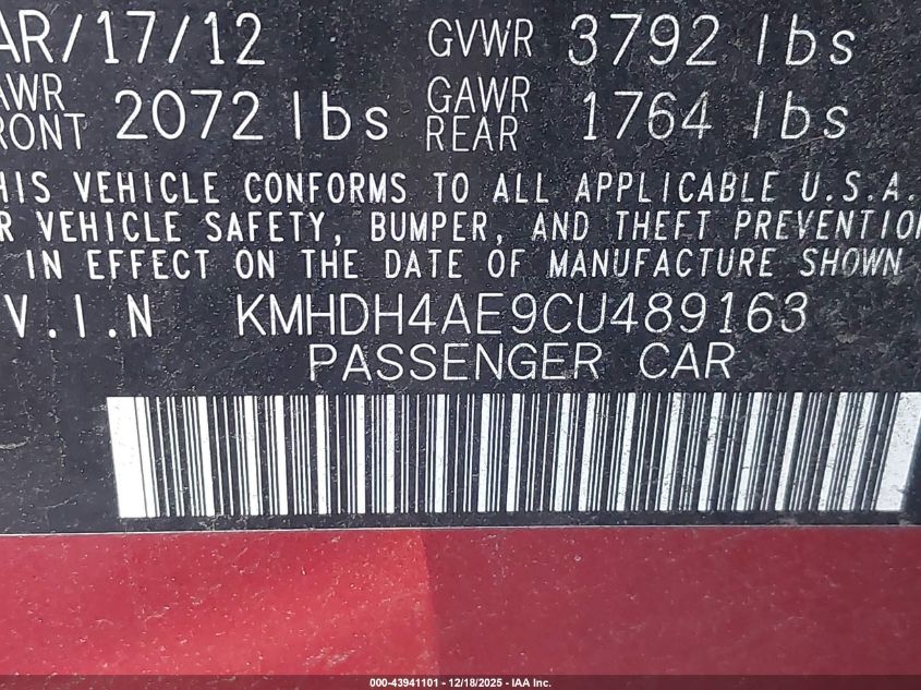 2012 Hyundai Elantra Limited (Ulsan Plant) VIN: KMHDH4AE9CU489163 Lot: 43941101