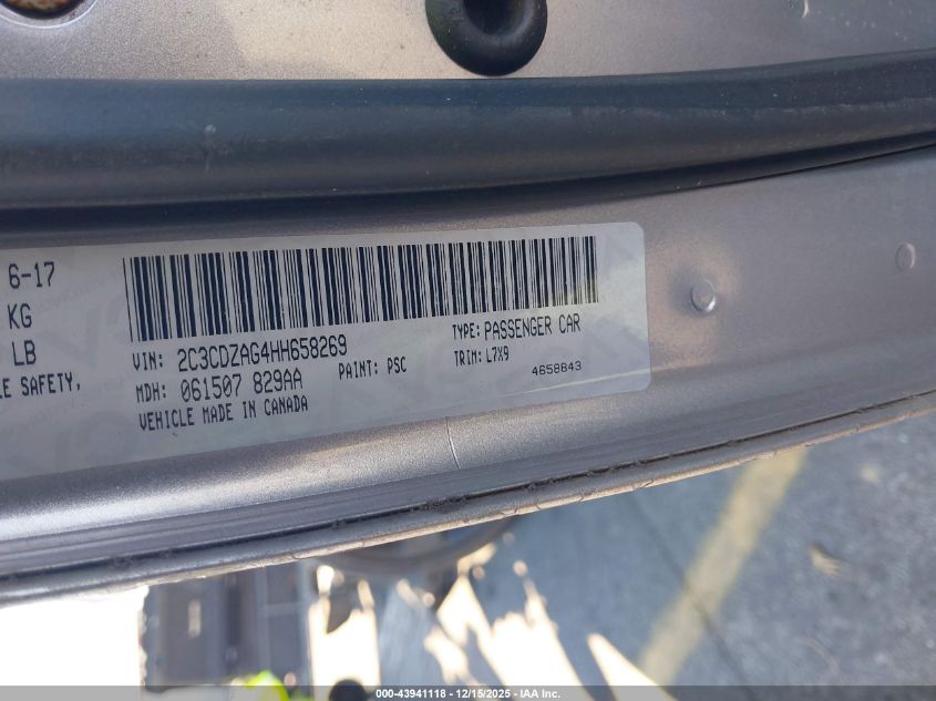 2017 Dodge Challenger Sxt VIN: 2C3CDZAG4HH658269 Lot: 43941118