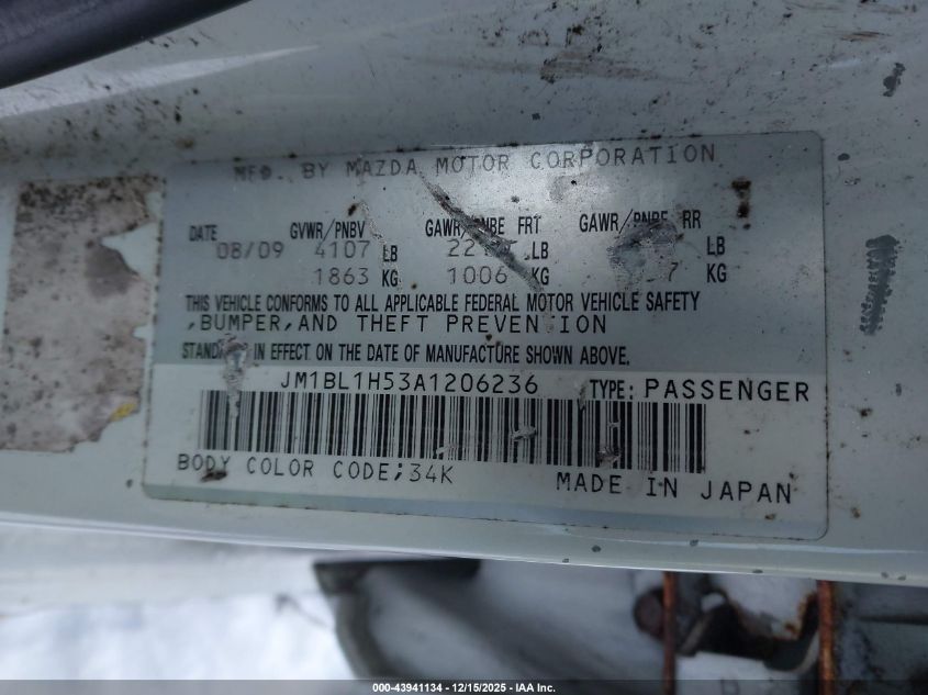 2010 Mazda Mazda3 S Sport VIN: JM1BL1H53A1206236 Lot: 43941134