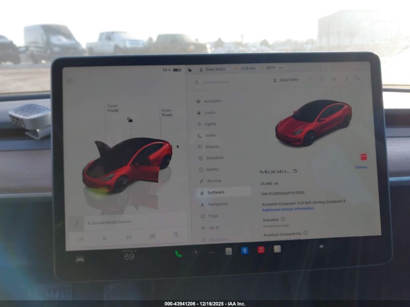 2023 Tesla Model 3 Rear-Wheel Drive VIN: 5YJ3E1EA5PF517005 Lot: 43941206