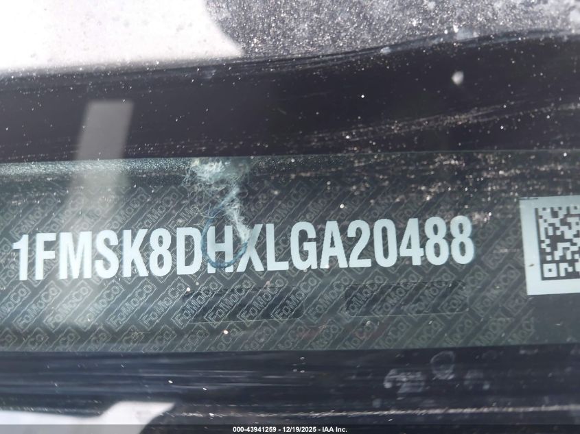 2020 Ford Explorer Xlt VIN: 1FMSK8DHXLGA20488 Lot: 43941259