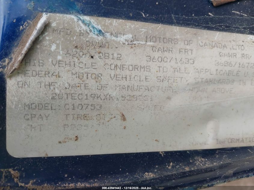 1994 GMC Sierra C1500 VIN: 2GTEC19KXR1538231 Lot: 43941443