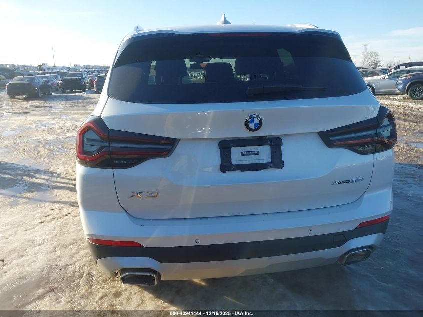 2022 BMW X3 xDrive30I VIN: 5UX53DP06N9H43602 Lot: 43941444