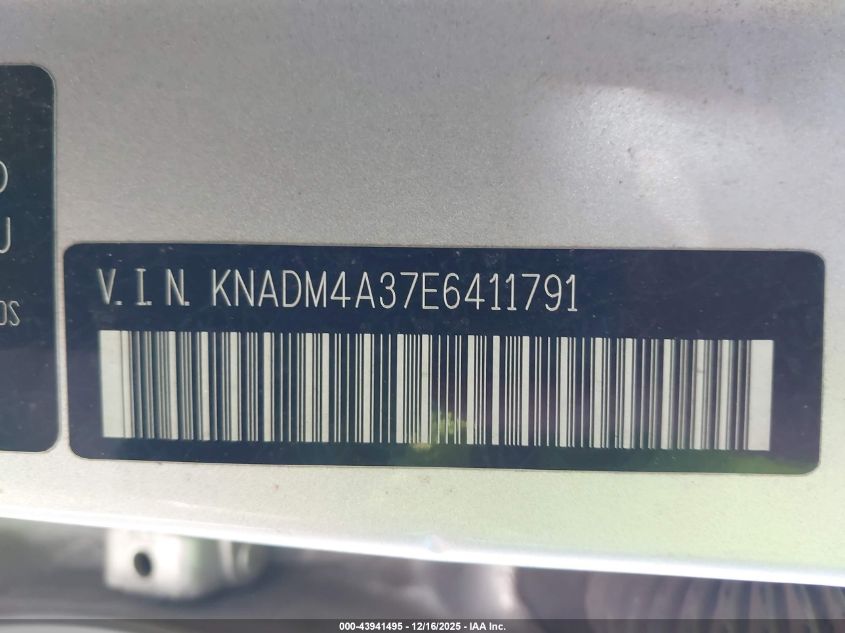 2014 Kia Rio Lx VIN: KNADM4A37E6411791 Lot: 43941495