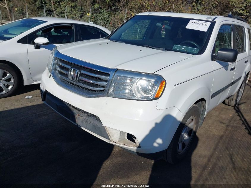 2014 Honda Pilot Lx VIN: 5FNYF3H27EB016553 Lot: 43941516