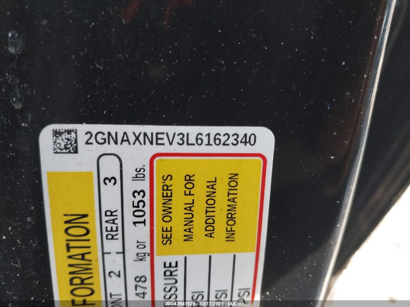 2020 Chevrolet Equinox Fwd Premier 1.5L Turbo VIN: 2GNAXNEV3L6162340 Lot: 43941526