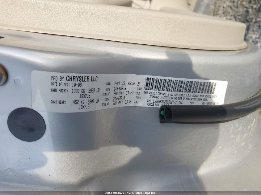 2009 Jeep Grand Cherokee Overland VIN: 1J8HR68T29C512177 Lot: 43941577