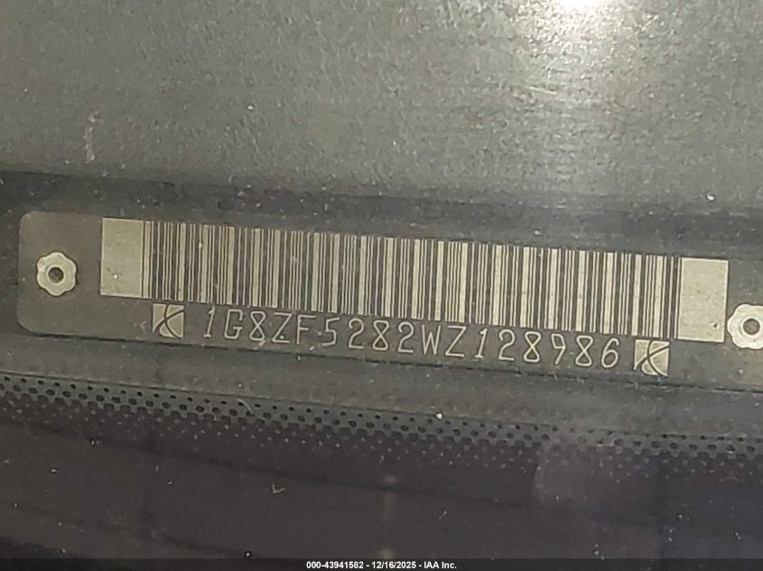 1998 Saturn Sl VIN: 1G8ZF5282WZ128986 Lot: 43941582