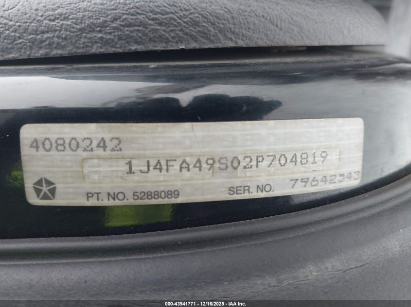 2002 Jeep Wrangler Sport VIN: 1J4FA49S02P704819 Lot: 43941771