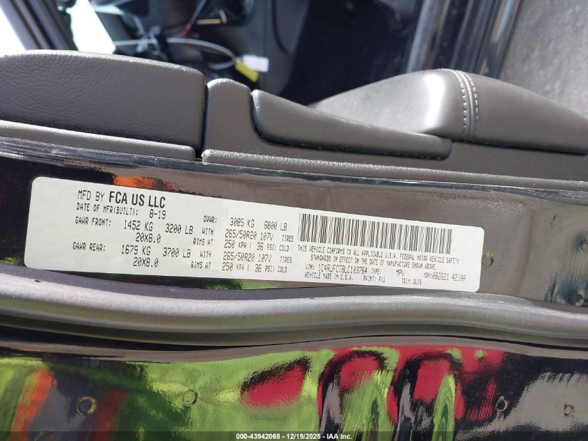 2020 Jeep Grand Cherokee High Altitude 4X4 VIN: 1C4RJFCT8LC103764 Lot: 43942068