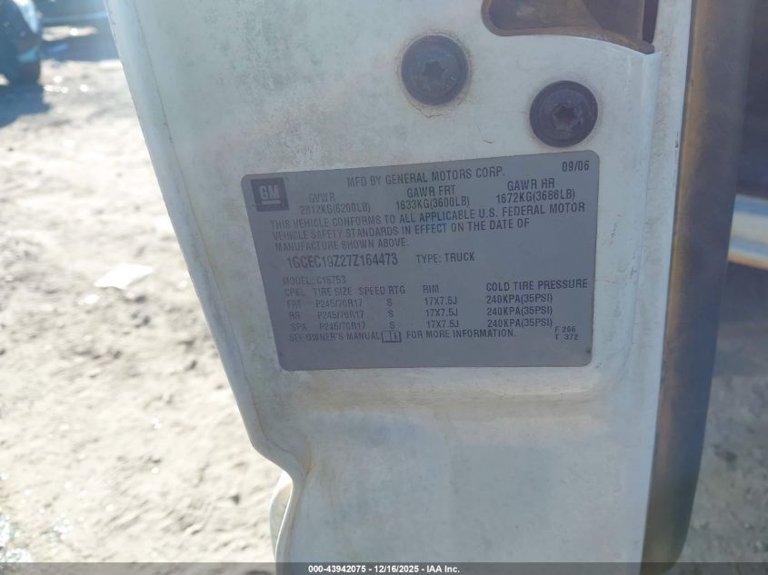 2007 Chevrolet Silverado 1500 Classic Lt1 VIN: 1GCEC19Z27Z164473 Lot: 43942075