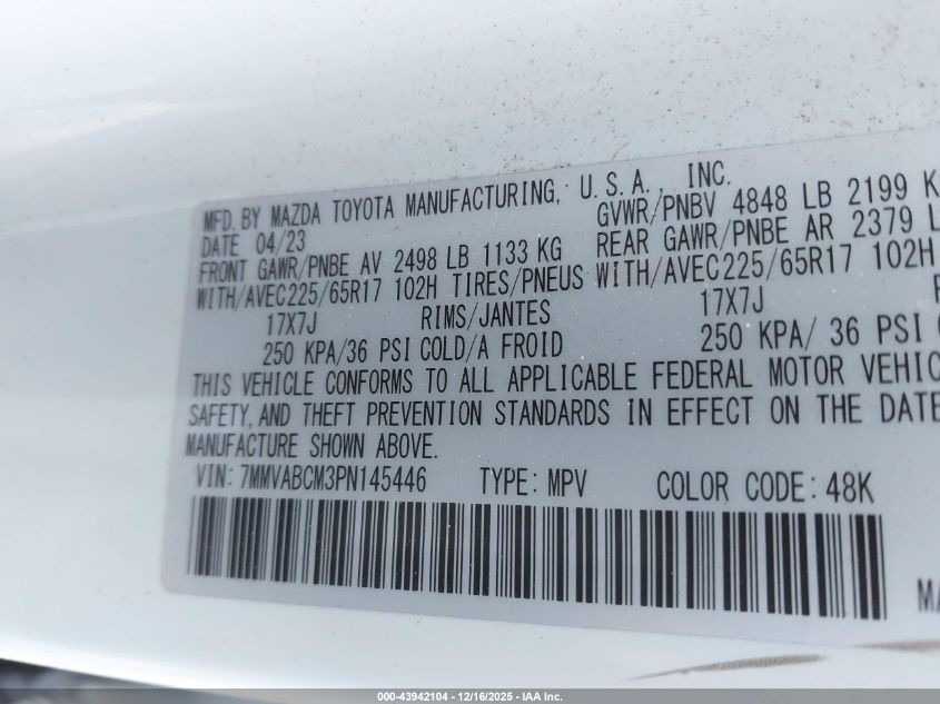 2023 Mazda Cx-50 2.5 S Preferred Plus VIN: 7MMVABCM3PN145446 Lot: 43942104