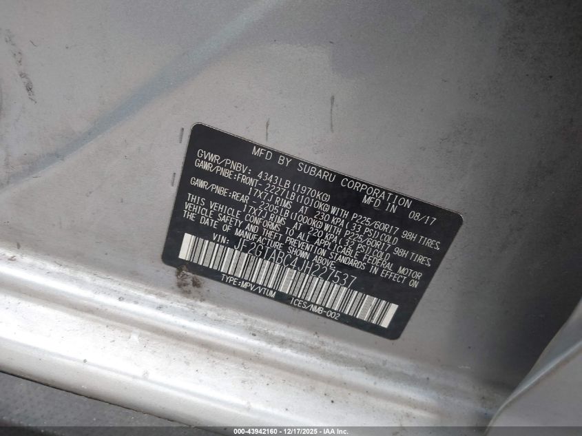 2018 Subaru Crosstrek 2.0I Premium VIN: JF2GTABC4JH227537 Lot: 43942160