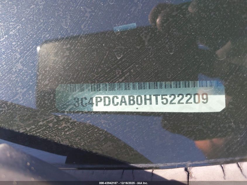 2017 Dodge Journey Se VIN: 3C4PDCAB0HT522209 Lot: 43942187