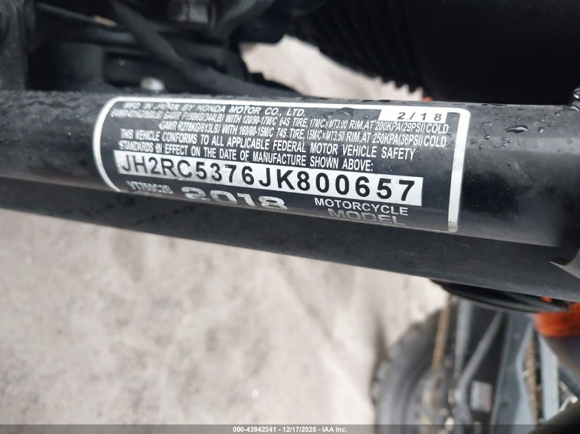 2018 Honda Vt750 C2B VIN: JH2RC5376JK800657 Lot: 43942341