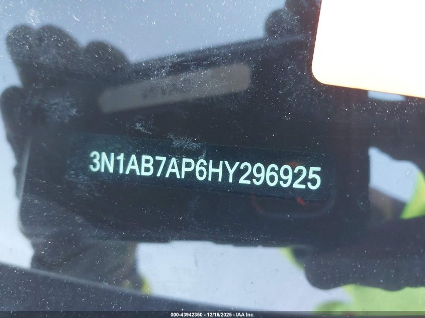 2017 Nissan Sentra Sv VIN: 3N1AB7AP6HY296925 Lot: 43942350
