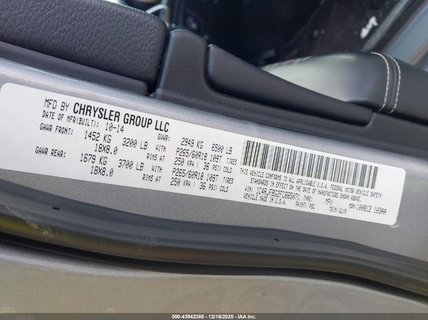 2015 Jeep Grand Cherokee Limited VIN: 1C4RJFBG2FC665071 Lot: 43942388