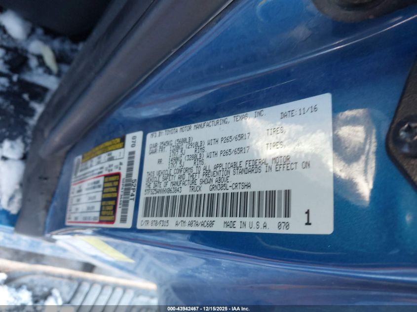 2017 Toyota Tacoma Trd Sport VIN: 5TFSZ5ANXHX063843 Lot: 43942467