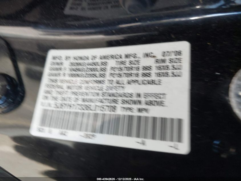 2006 Honda Element Lx VIN: 5J6YH17336L015708 Lot: 43942626