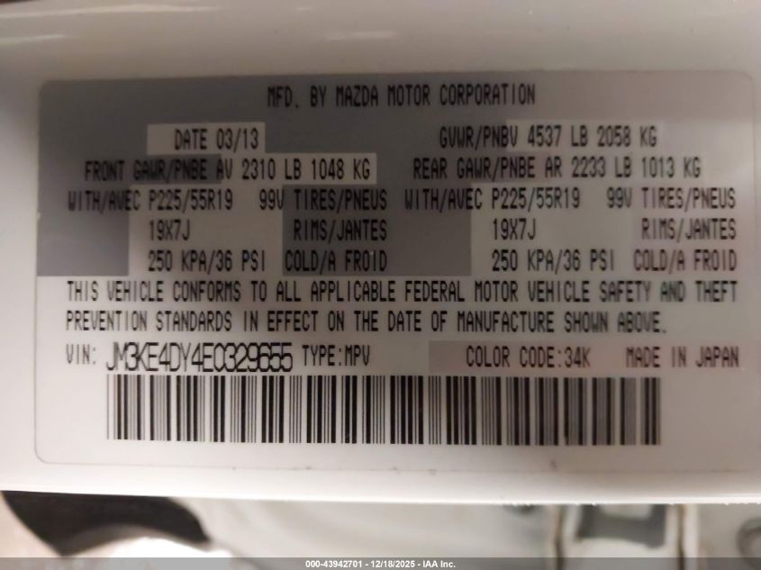 2014 Mazda Cx-5 Grand Touring VIN: JM3KE4DY4E0329655 Lot: 43942701