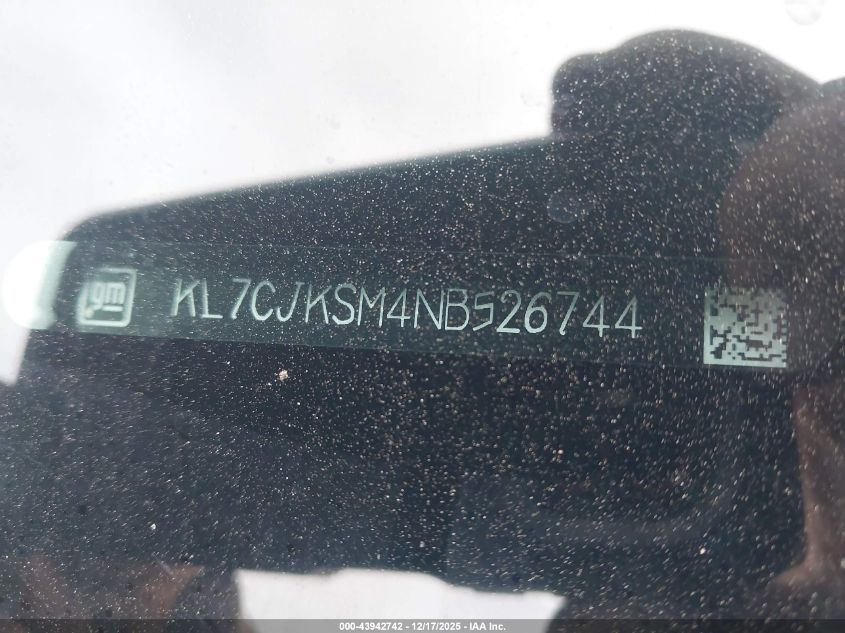 2022 Chevrolet Trax Fwd Ls VIN: KL7CJKSM4NB526744 Lot: 43942742