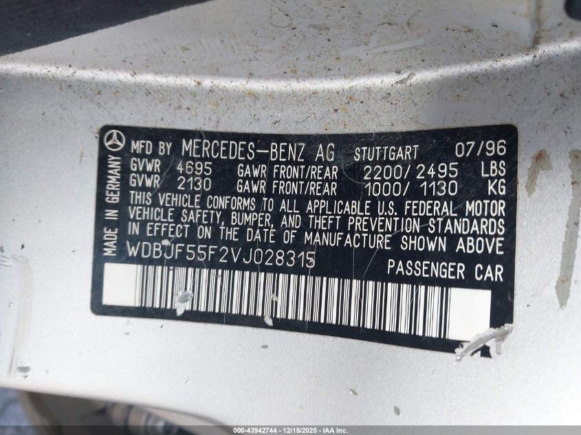 1997 Mercedes-Benz E 320 VIN: WDBJF55F2VJ028315 Lot: 43942744