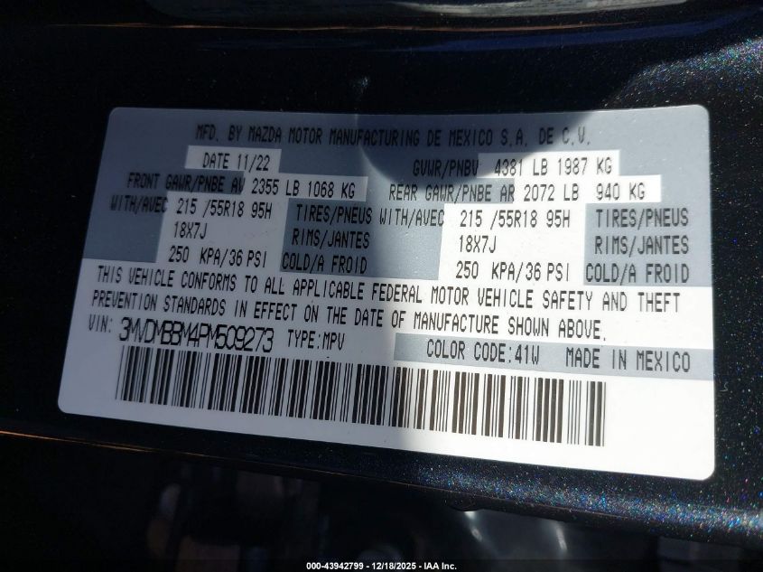 2023 Mazda Cx-30 2.5 S Select VIN: 3MVDMBBM4PM509273 Lot: 43942799