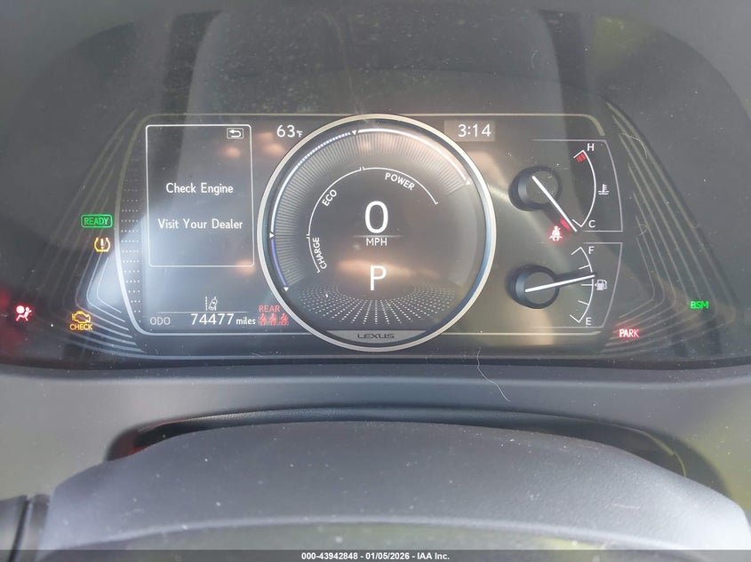 2020 Lexus Ux 250H VIN: JTHX9JBH7L2033971 Lot: 43942848