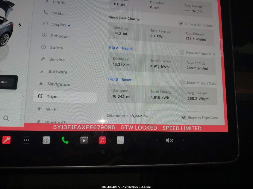 2023 Tesla Model 3 Rear-Wheel Drive VIN: 5YJ3E1EAXPF679096 Lot: 43942877