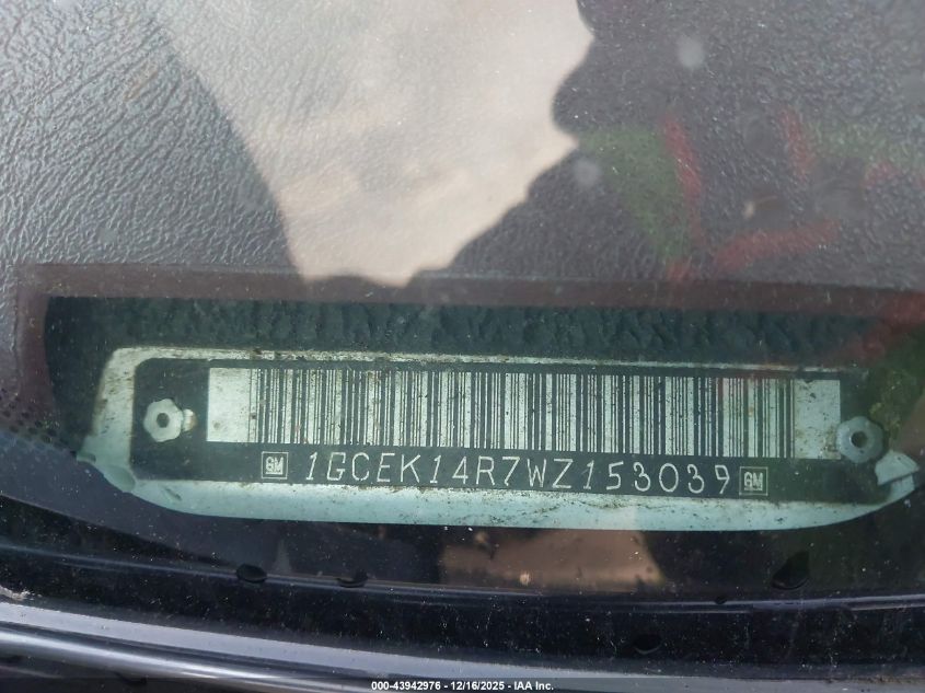 1998 Chevrolet K1500 Fleetside VIN: 1GCEK14R7WZ153039 Lot: 43942976