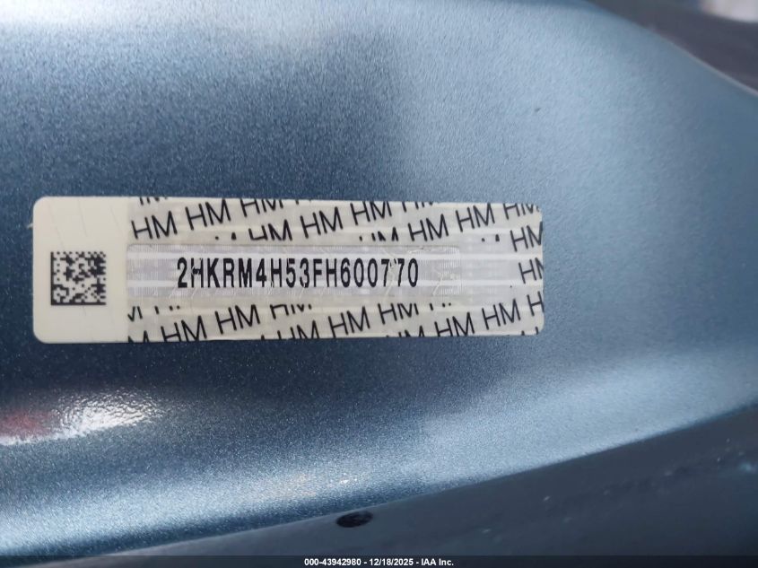 2015 Honda Cr-V Ex VIN: 2HKRM4H53FH600770 Lot: 43942980