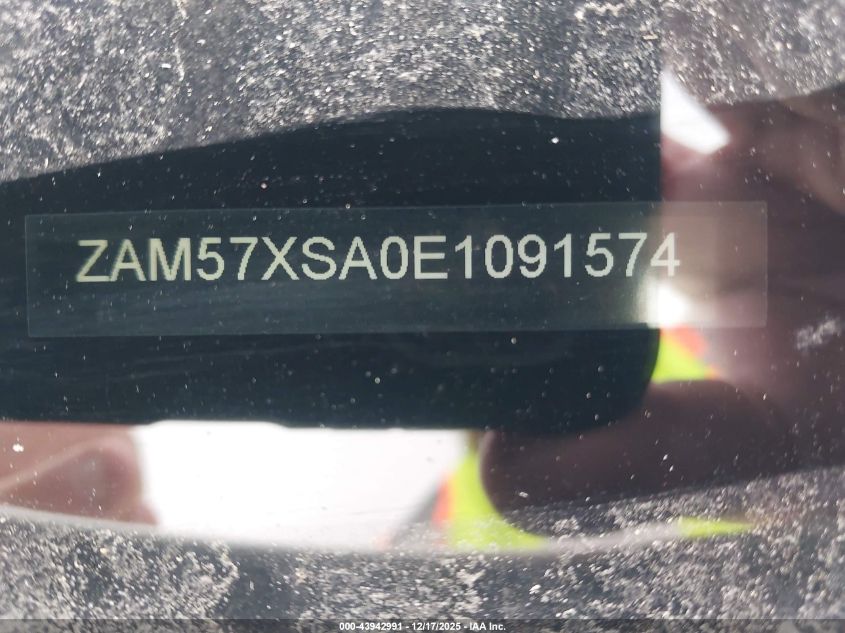 2014 Maserati Ghibli VIN: ZAM57XSA0E1091574 Lot: 43942991