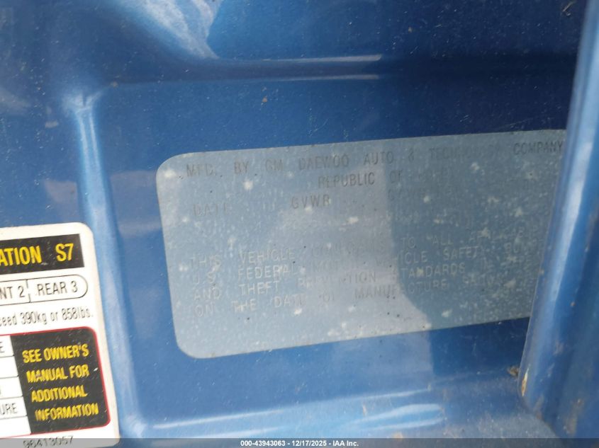 2005 Chevrolet Aveo Ls/Special Value VIN: KL1TD526358317323 Lot: 43943063