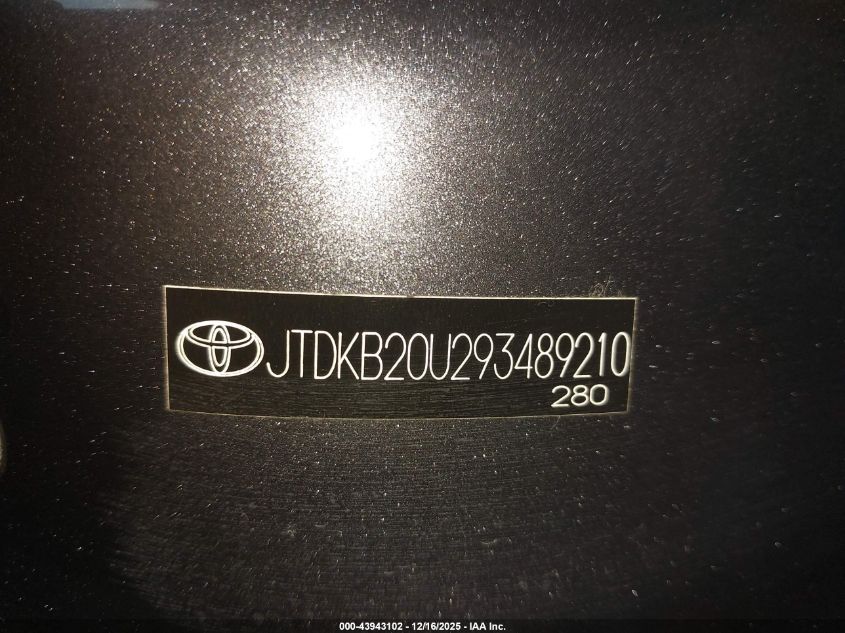 2009 Toyota Prius VIN: JTDKB20U293489210 Lot: 43943102