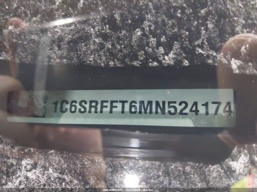 2021 Ram 1500 Big Horn 4X4 5'7 Box VIN: 1C6SRFFT6MN524174 Lot: 43943107