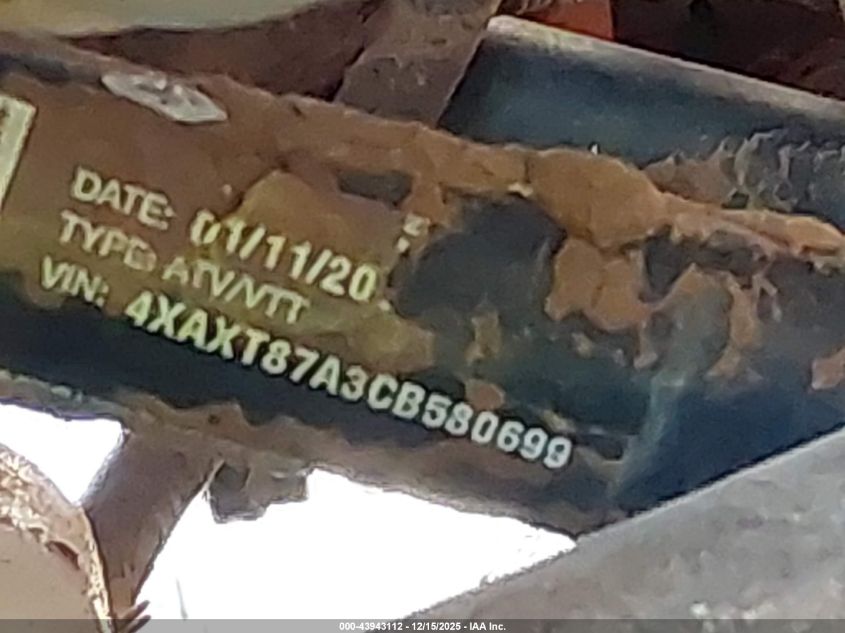 2012 Polaris Ranger Rzr 4 900 Xp VIN: 4XAXT87A3CB580699 Lot: 43943112