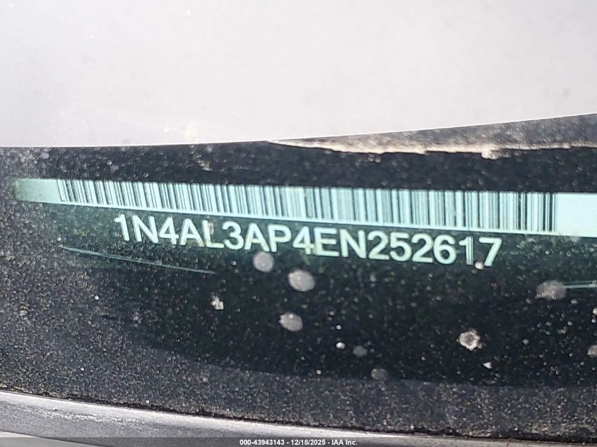 2014 Nissan Altima 2.5/2.5 S/2.5 Sl/2.5 Sv VIN: 1N4AL3AP4EN252617 Lot: 43943143