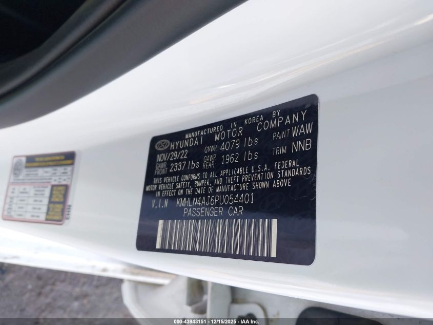 2023 Hyundai Elantra Hybrid Limited VIN: KMHLN4AJ6PM054401 Lot: 43943151