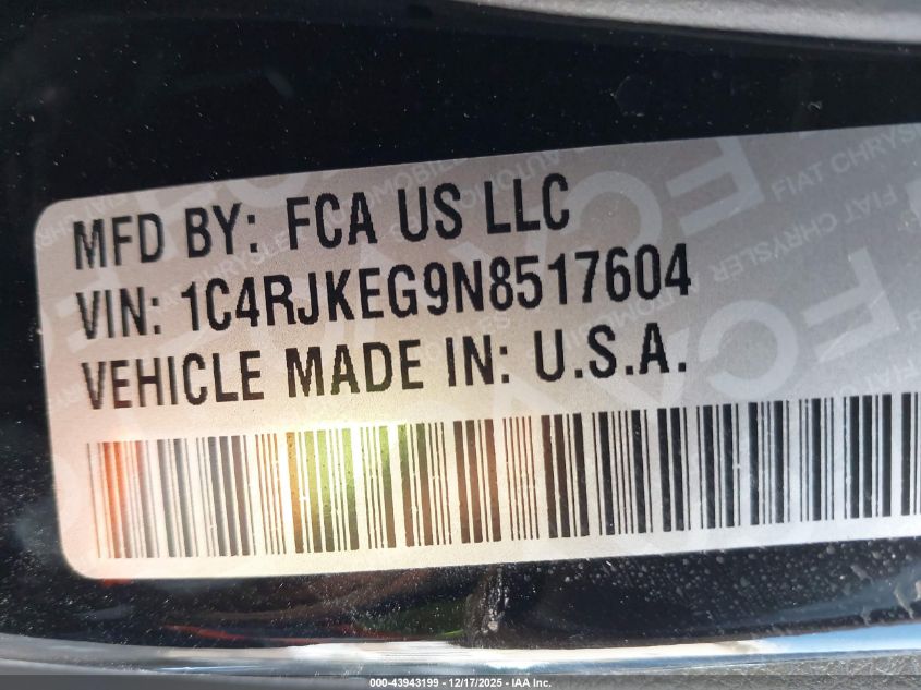 2022 Jeep Grand Cherokee L Summit Reserve 4X4 VIN: 1C4RJKEG9N8517604 Lot: 43943199