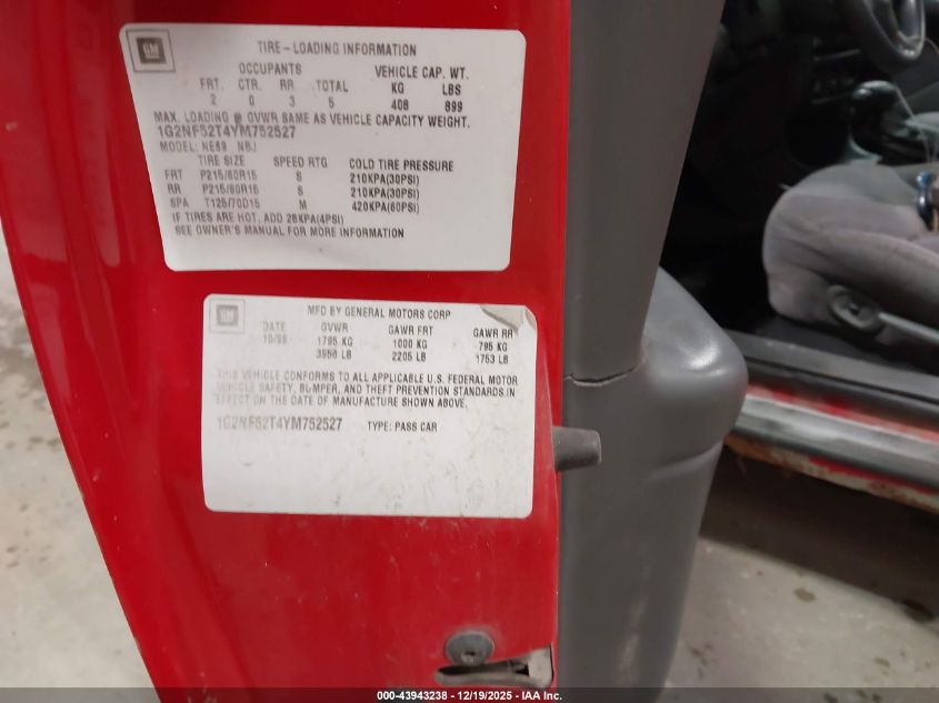 1999 Pontiac Grand Am Se1 VIN: 1G2NE52EXXM863294 Lot: 43943238