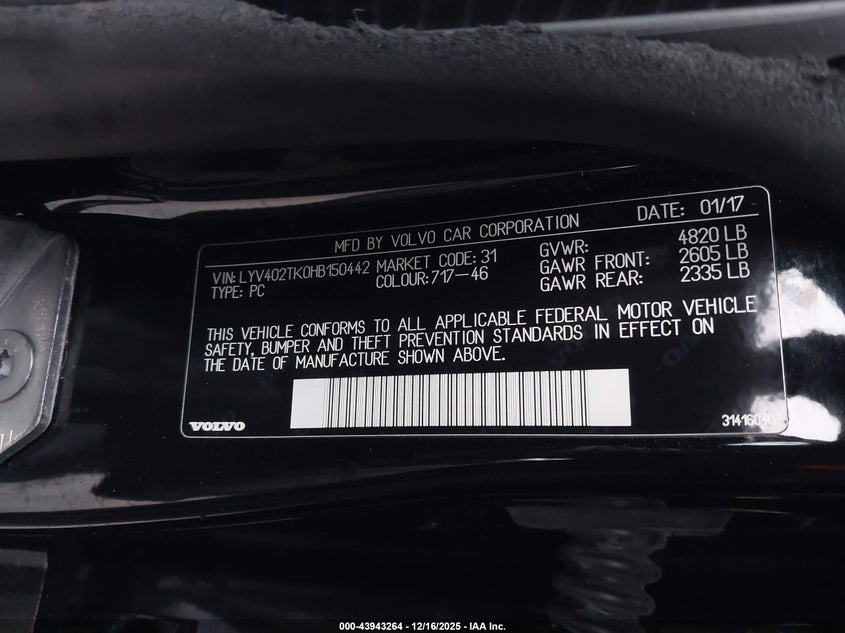 LYV402TK0HB150442 2017 VOLVO  photo no. 9